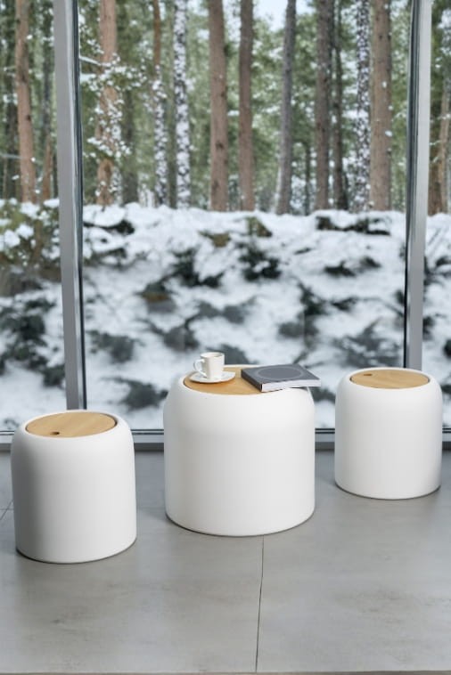 Zestaw siedziska & stolik Monumo Ambienti biały 2+1