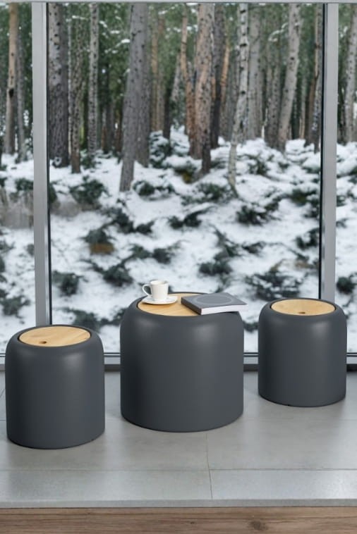 Zestaw siedziska & stolik Monumo Ambienti antracyt 2+1 