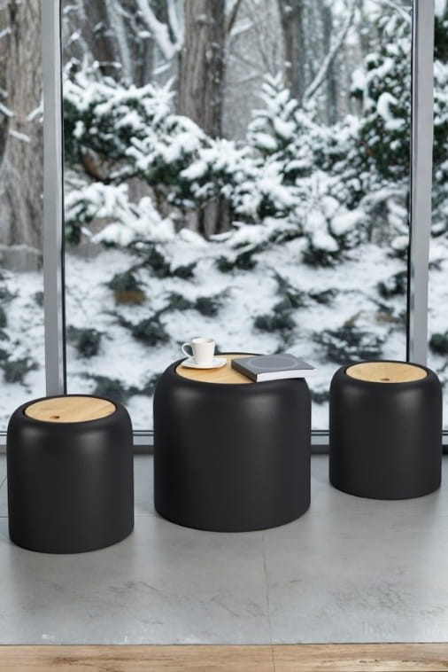 Zestaw siedziska & stolik Monumo Ambienti czarny 2+1