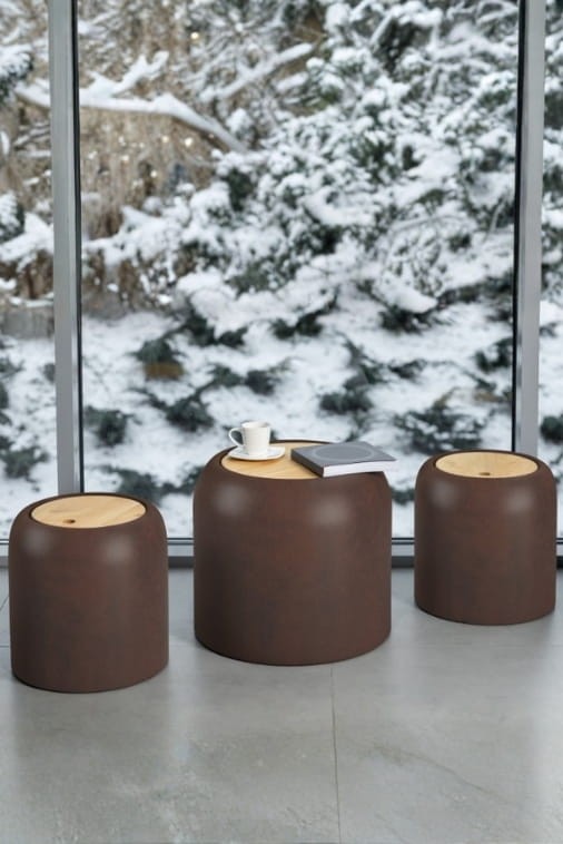 Zestaw siedziska & stolik Monumo Ambienti corten effect 2+1