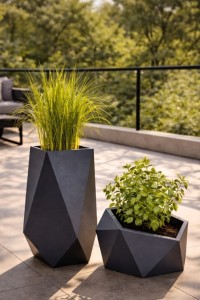 Zestaw 2 donic ogrodowych 80 cm i 46 cm antracytowych | Volcano i Vesari z półką | Monumo