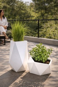 Zestaw 2 donic ogrodowych 80 cm i 46 cm białych | Volcano i Vesari z półką | Monumo