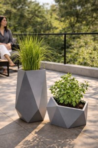Zestaw 2 donic ogrodowych 80 cm i 46 cm szarych | Volcano i Vesari z półką | Monumo