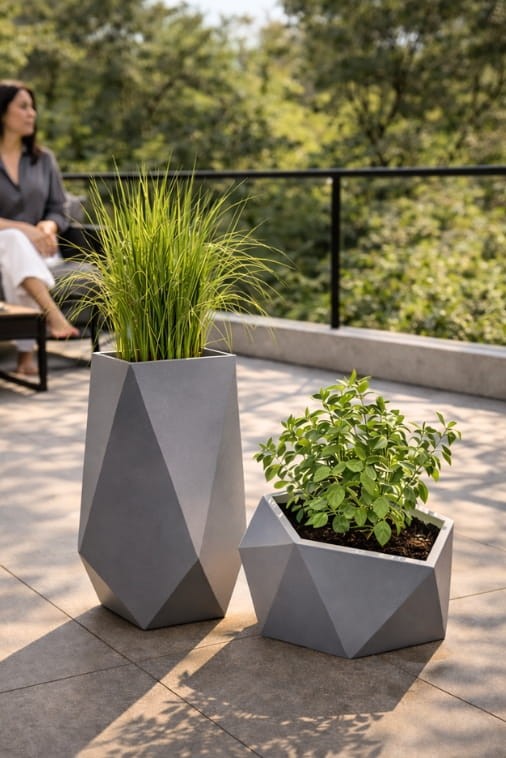 Zestaw 2 donic ogrodowych 80 cm i 46 cm szarych | Volcano i Vesari z półką | Monumo
