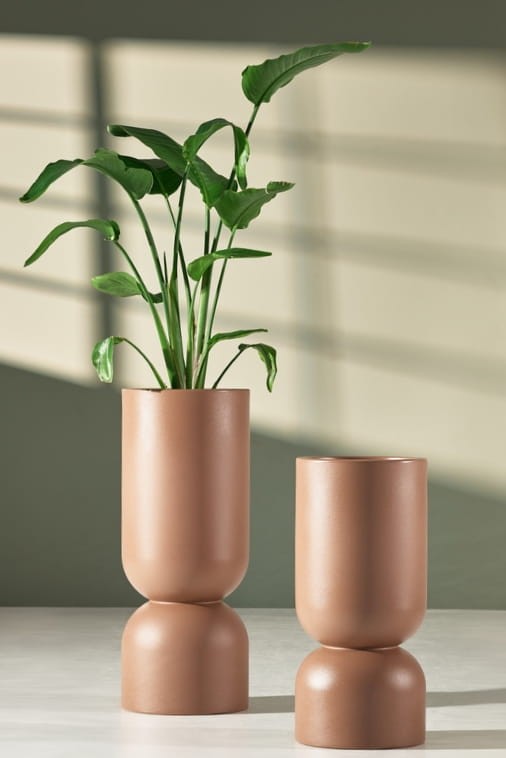 Zestaw wysokich donic ogrodowych kielich 2 szt. 65 i 80 cm mokka | Perfetto z półką | Monumo