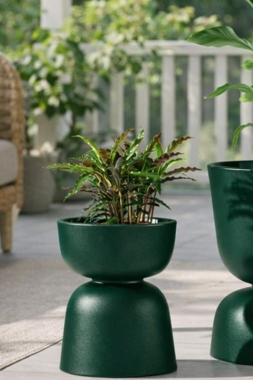 Donica ogrodowa kielich dwustronny 45 cm butelkowa zieleń | Reverso z półką | Monumo