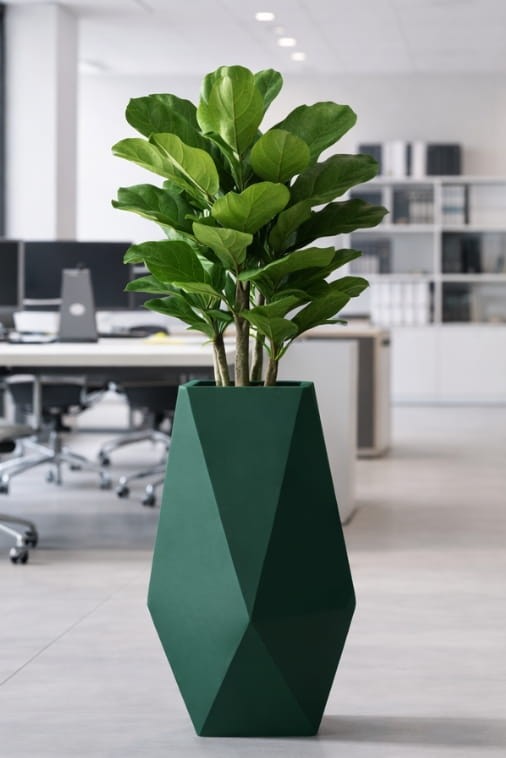 Donica ogrodowa nowoczesna 70 cm butelkowa zieleń | Volcano z półką | Monumo