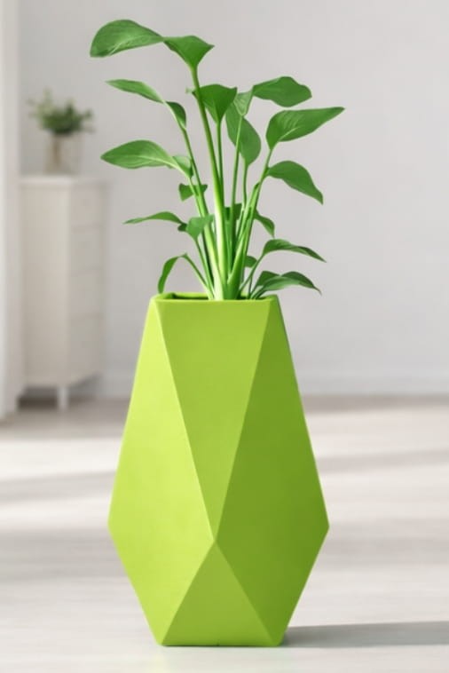 Wysoka donica na taras Volcano z półką 80 cm limonkowa | Monumo