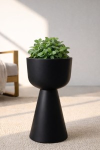 Wysoka donica ogrodowa kielich 65 cm czarna | Zendo z półką | Monumo