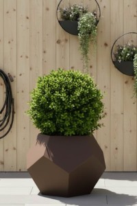 Donica geometryczna ogrodowa 53 cm efekt corten | Alma pełna | Monumo