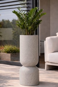 Donica do salonu Perfetto 80 cm kielich efekt kamienia z półką Monumo