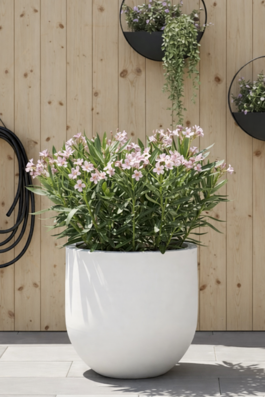 Donica okrągła tarasowa 40 cm biała | Primo pełna | Monumo