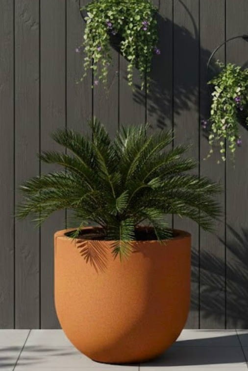 Duża donica okrągła na taras Primo 50 cm pełna efekt rdzy | Monumo