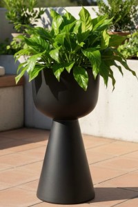 Wysoka donica ogrodowa kielich 80 cm czarna | Zendo z półką | Monumo