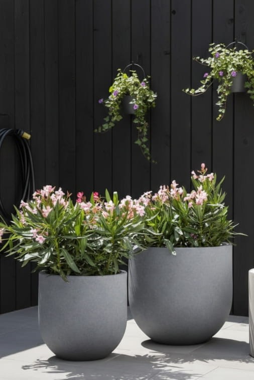 Zestaw donic ogrodowych 40 i 50 cm w efekcie kamienia granit – 2 szt. | Primo | Monumo