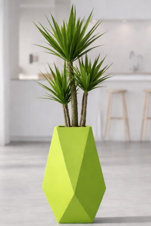 Donica ogrodowa nowoczesna 70 cm limonkowa | Volcano z półką | Monumo