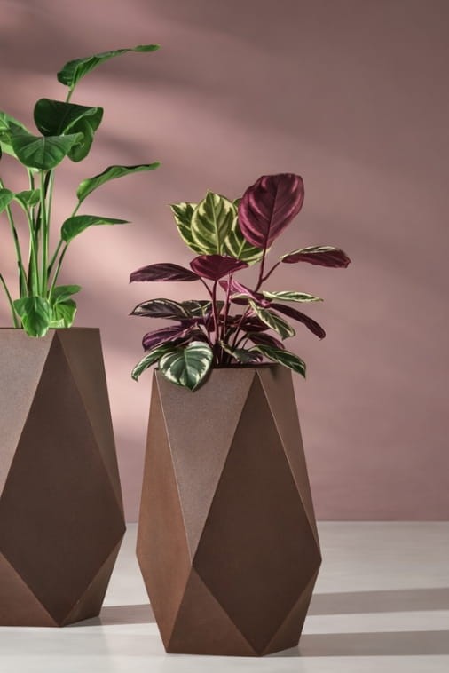 Donica ogrodowa nowoczesna 70 cm efekt corten | Volcano z półką | Monumo