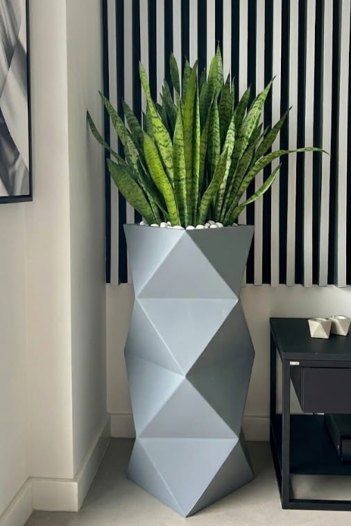 Wysoka donica ogrodowa 78 cm szara | Asti z półką | Monumo