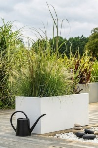 Donica prostokątna długa na taras Long 90 cm (90x40x40) biała | Monumo