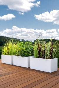 Zestaw 3 długich donic ogrodowych 90 cm białych | Long pełne | Monumo