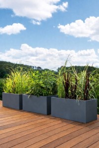 Zestaw 3 długich donic ogrodowych 90 cm antracytowych | Long pełne | Monumo