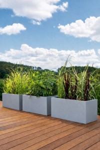 Zestaw 3 długich donic ogrodowych 90 cm szarych | Long pełne | Monumo