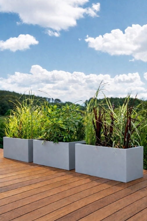 Zestaw 3 długich donic ogrodowych 90 cm szarych | Long pełne | Monumo