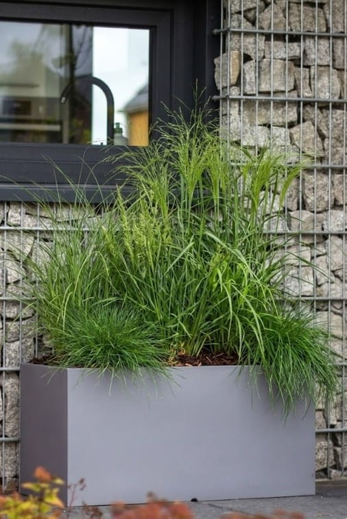 Prostokątna długa donica na taras Lungo z półką 75 cm (75x35x38) szara | Monumo