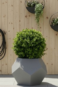 Donica geometryczna ogrodowa 53 cm szara | Alma z półką | Monumo