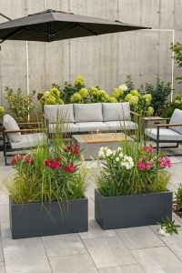 Zestaw 2 długich wąskich donic ogrodowych Long Slim 80 cm (80x30x35) antracytowych | Monumo