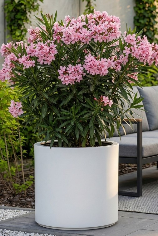 Duża donica okrągła na taras Cavo 50 cm biała pełna | Monumo