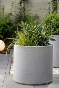 Donica ogrodowa okrągła 50 cm efekt kamienia | Cavo z wyjmowanym wkładem | Monumo