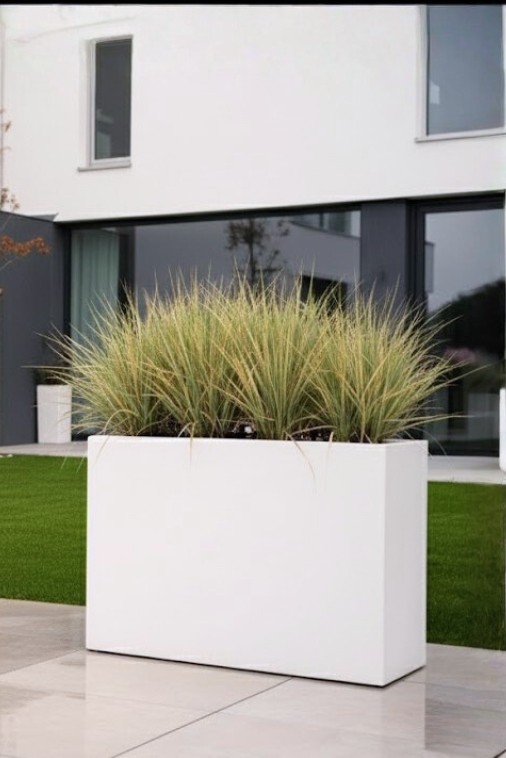Donica prostokątna długa na taras Longerino 100 cm (100x35x70) biała | Monumo