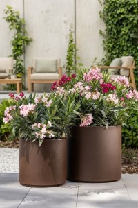 Zestaw 2 donic ogrodowych okrągłych 40 i 50 cm w efekcie corten | Cavo pełne | Monumo