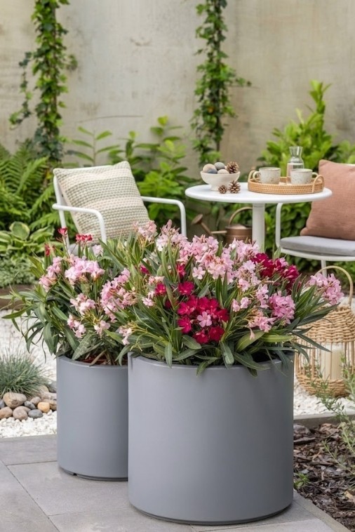 Zestaw 2 donic ogrodowych okrągłych 40 i 50 cm szarych | Cavo pełne | Monumo