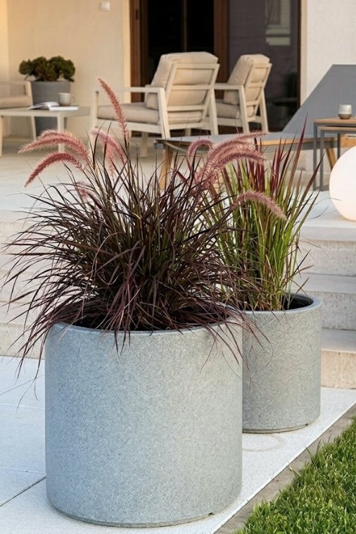 Zestaw 2 donic ogrodowych okrągłych 40 i 50 cm w efekcie kamienia | Cavo pełne | Monumo