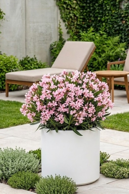 Donica okrągła na taras Cavo 40 cm biała pełna | Monumo