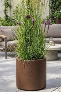 Donica okrągła na taras Cavo 40 cm efekt corten pełna | Monumo