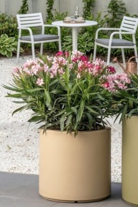 Donica okrągła na taras Cavo 40 cm beżowa pełna | Monumo