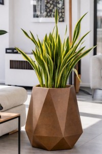 Nowoczesna geometryczna donica ogrodowa 54 cm efekt corten | Flavi pełna | Monumo