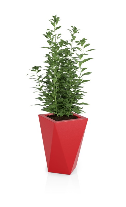 Donica tarasowa nowoczesna 59 cm czerwona | Vaso z półką | Monumo