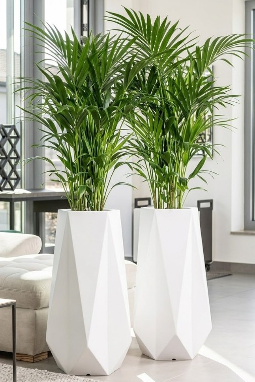 Wysoka donica ogrodowa 75 cm biała do ogrodu i na taras | Siena | Monumo