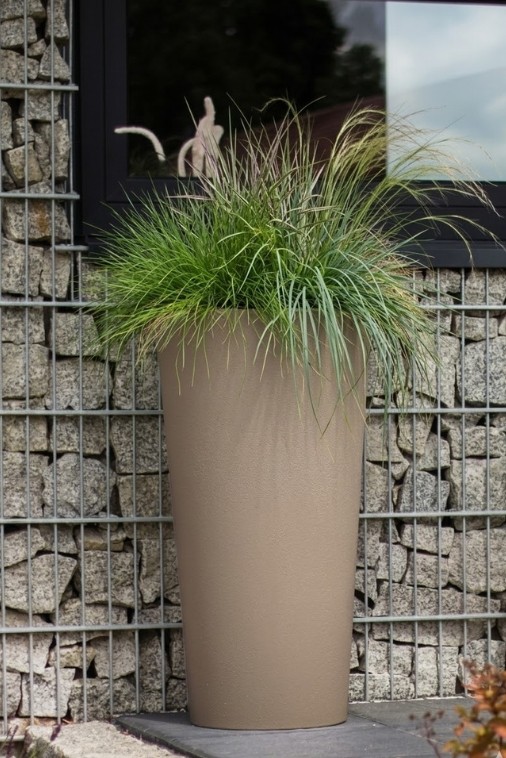 Donica tarasowa nowoczesna wysoka 80 cm beżowa | Habana pełna | Monumo