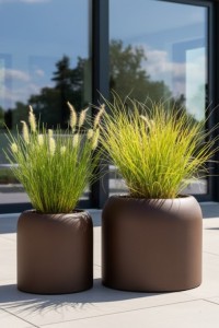 Zestaw okrągłych donic ogrodowych 39 i 46 cm w kolorze corten | Ambienti pełna | Monumo