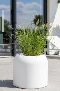 Duża donica okrągła na taras Ambienti 46 cm biała pełna | Monumo