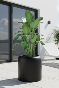 Donica okrągła na taras Ambienti 39 cm czarna pełna | Monumo