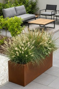 Prostokątna długa donica ogrodowa Long Maxi 100 cm (100x35x38) efekt corten | Monumo