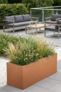 Prostokątna długa donica ogrodowa Long Maxi 100 cm (100x35x38 cm) efekt rdzy | Monumo