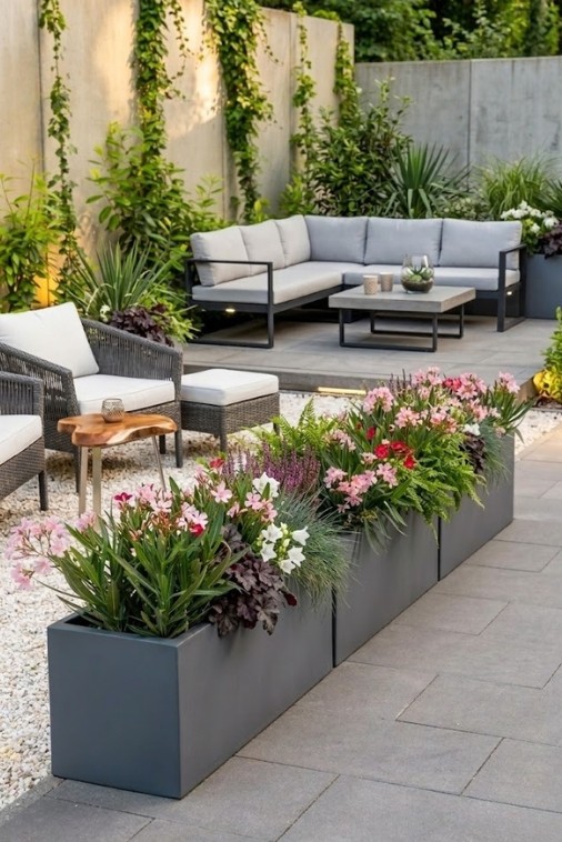 Komplet donic ogrodowych 3 szt. prostokątnych 100 cm antracytowych | Long Maxi pełne | Monumo