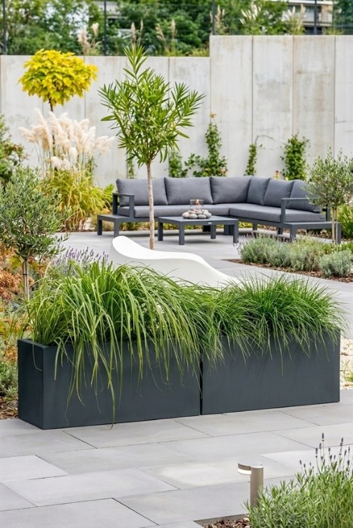 Zestaw donic ogrodowych 2 szt. prostokątnych 85 cm antracytowych | Long Midi pełne | Monumo
